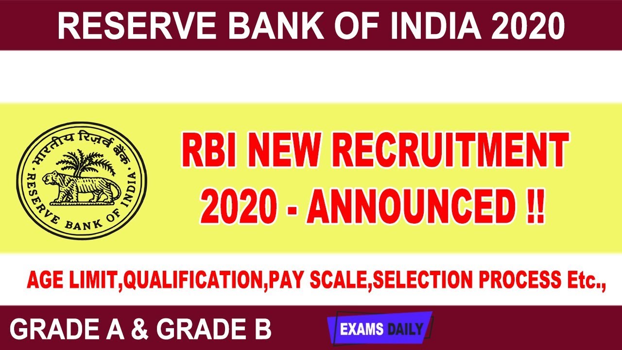 RBI Recruitment 2020 Out || Grade A & Grade B Vacancy || Examsdaily