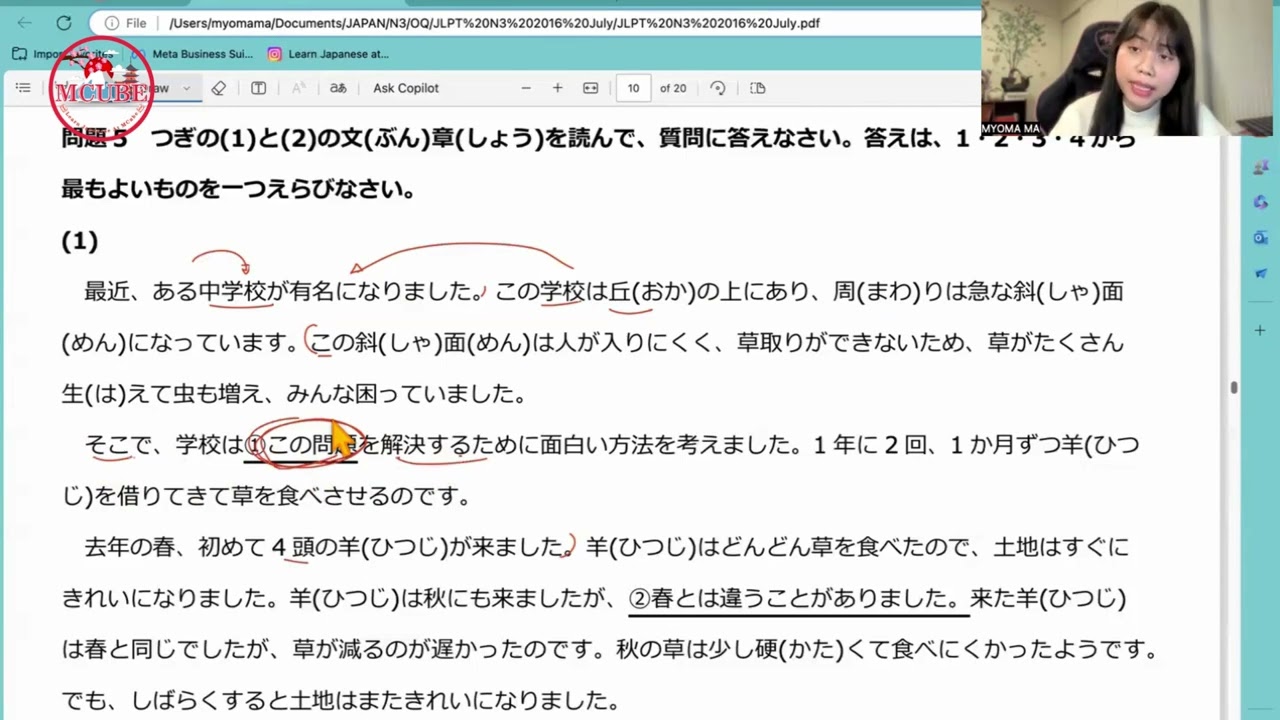 N3 2016-7 လပိုင်း မေးခွန်းဟောင်း長文（အပုဒ်ရှည်） ဖြေပုံဖြေနည်း