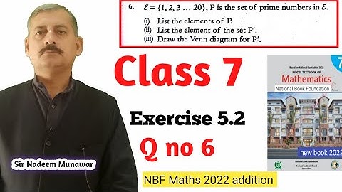 Class 7  Exercise 5.2 Q no 5 Ex 5.2  NBF Maths Find Compliment of a set Sir Nadeem Munawar