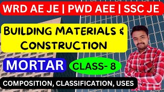 🔴 BUILDING MATERIAL & CONSTRUCTION | MORTAR | CLASS - 8 | COMPOSITION, CLASSIFICATION OF MORTAR  🔴