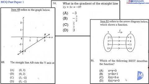 49,50&51 | Relations, Functions and Graphs | Multiple Choice 1 | CXC CSEC Mathematics