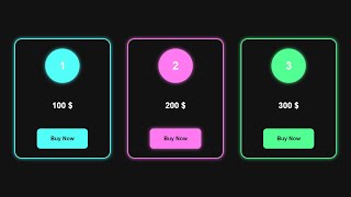 Responsive Neon Pricing Cards HTML CSS