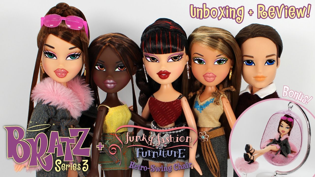 Bratz Series 3 + Funky Fashion Furniture Retro-Swing Chair Unboxing and ...