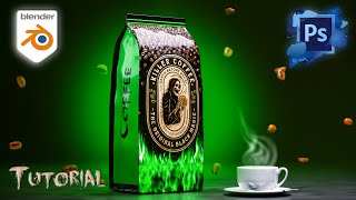 Blender+Photoshop Tutorial Magic Coffee Product Package image rendering for portfolio screenshot 5