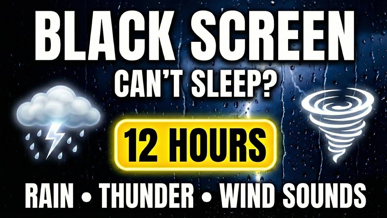 Intense Thunderstorm Ambience: Heavy Rain & Wind | Black Screen (12 Hours)