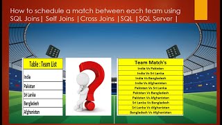 SQL | Self Join | Most Asked Interview Question | Cross | Join | Schedule a match between each team