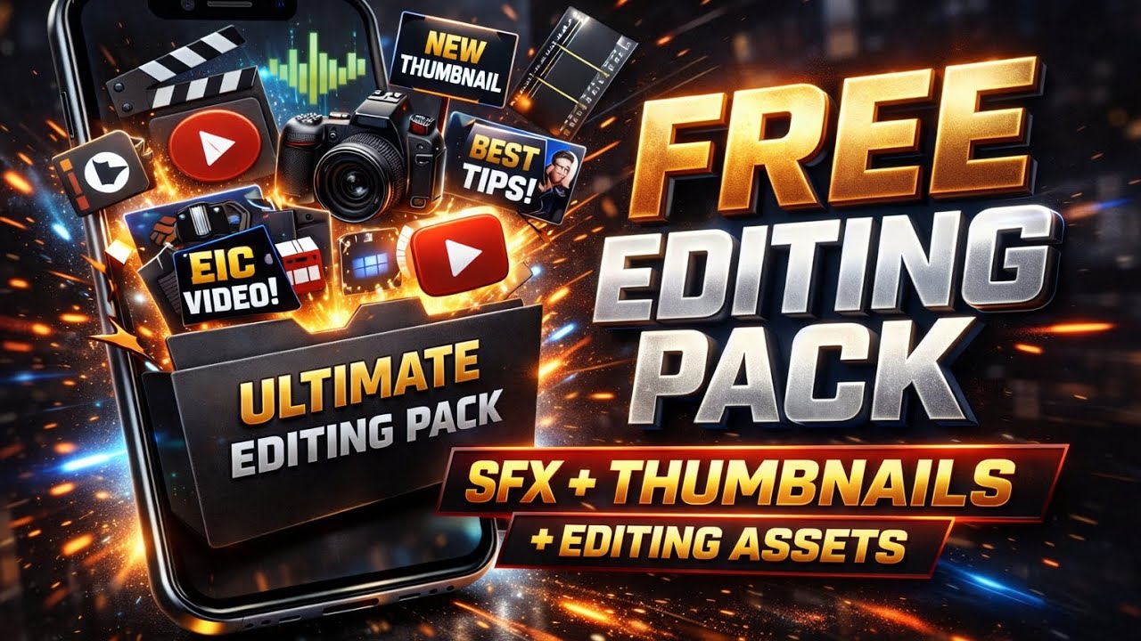 Mega Editing Pack Giveaway 🎁🥳 ll Sound Effects + Thumbnail Pack + Motion Background ,etc ll