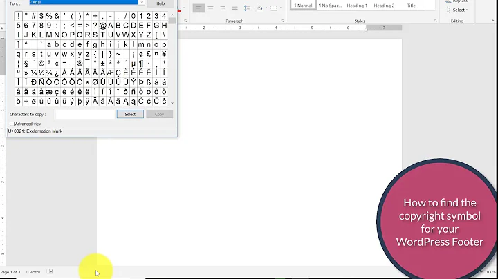 How to grab the copyright symbol for your WordPress website's footer
