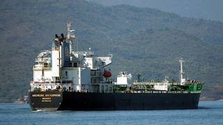 Oil Tankeraromore Enterprisecrossing The Tsing Ma Bridge In Hk 20260314 c0044