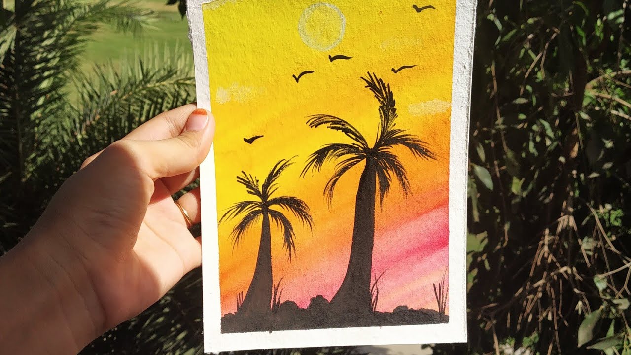 A calming watercolor beach| Palm trees - YouTube