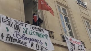 Des sacs de couchage et des cagoules pour le blocage de Sciences Po Paris