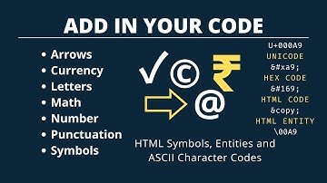 A HTML Symbols, Entities and ASCII Character Codes |How to use special character rupee, copyright|