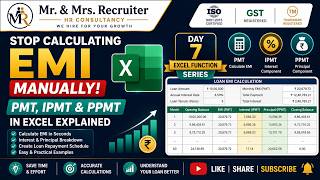 Day - 7 | Stop Calculating EMI Manually!  PMT, IPMT & PPMT in Excel Explained #exceltutorial