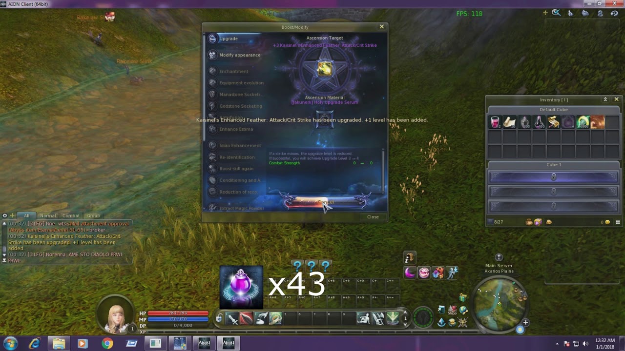 [Aion] Golden Feather enchant To +8 (79Holy Upgrade Serum)