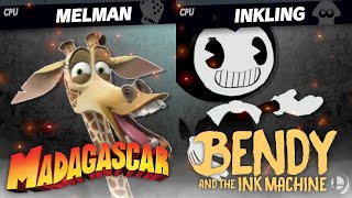 MELMAN VS BENDY! || MADAGASCAR VS BENDY AND THE INK MACHINE IN SUPER SMASH BROS ULTIMATE