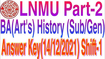 LNMU Part-2 History Subsidiary Answer key |BA(Art