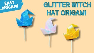 DIY Glitter Witch Hat Origami 🧙‍♀️✨ | Easy Halloween Paper Craft