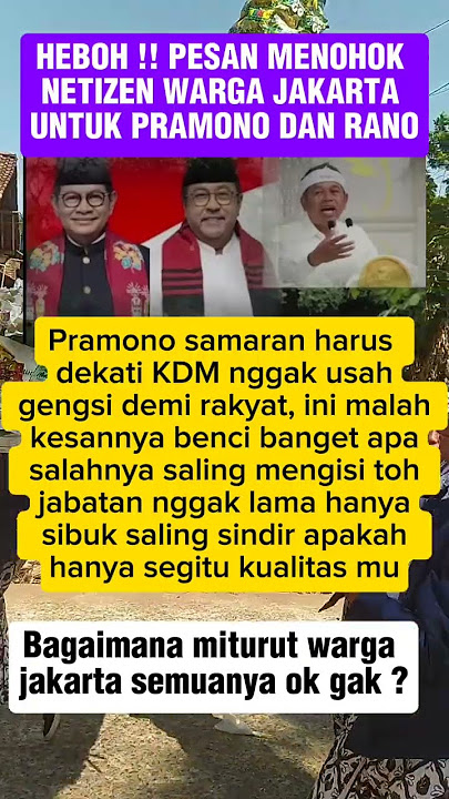 HEBOH !! PESAN MENOHOK NETIZEN KE PRAMONO DAN RANO HARUS TIRU KDM #kangdedymulyadi #pramono