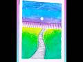 beautiful landscape painting of a night scene #shortsbeta #shortsfeed #arohisdesk #oilpastels#shorts