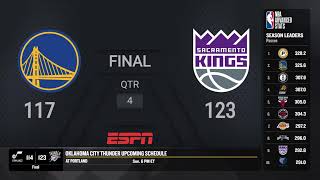 Golden State Warriors @ Sacramento Kings Live Scoreboard
