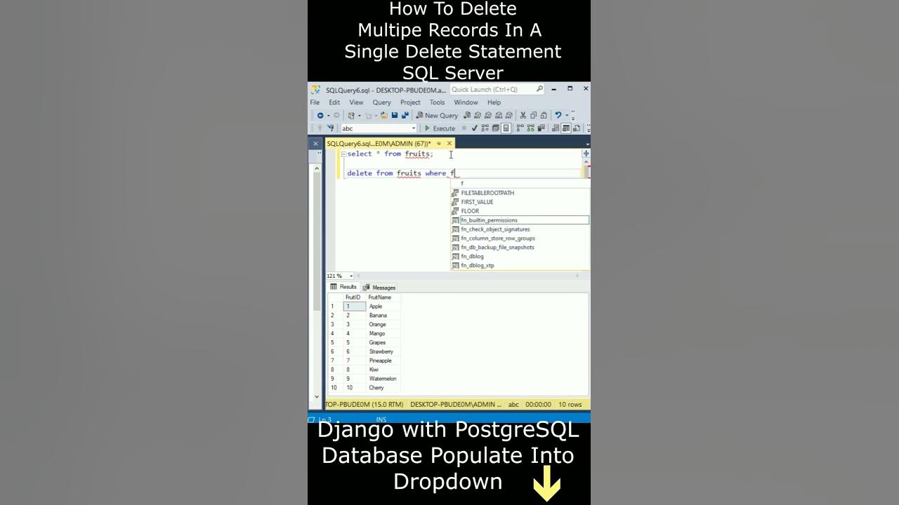How to delete statement multiple records rows sql server ssms youtube
