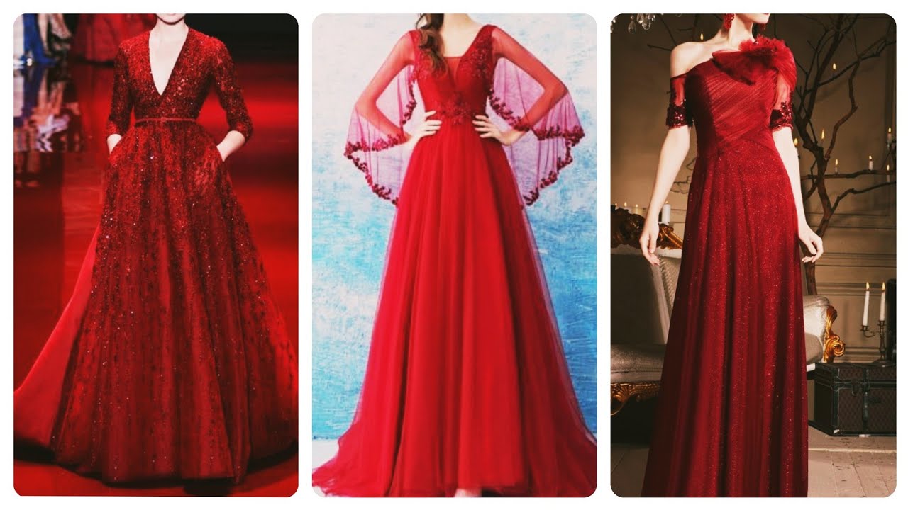 Red colour dresses design of long and short trendy collection YouTube
