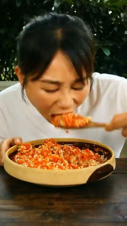 (Spicy Food Eating) - Rice with Chop Chillies - Extreme Spicy | Sisters Eating #Shorts