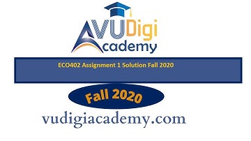 ECO402 Assignment 1 Solution Fall 2020