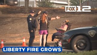 Liberty Fire now at 100 acres south of Salem