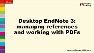Desktop EndNote 3:  organising and editing references