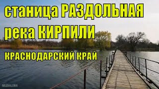 Станица Раздольная река Кирпили 20 марта 2020 утка Нырок, Кореновский район..мост, беседа с рыбаком