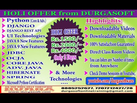 HOLI OFFER from DURGASOFT: Course Videos Starts @1500, 2000, 4000. For 3 Days !!!