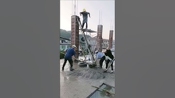 Pouring Concrete Columns with a Plastic Bucket Lift - Good tools and machinery make work easy