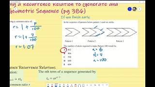 Ex8G  Using a Recurrence Relation to Generate and Analyse a Geometric Sequence