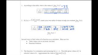 AP Calculus: 1.4 Limit Values from Tables
