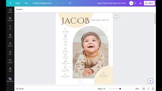 Quick Canva Tutorial Modern Birth Stats Poster Template
