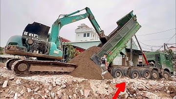 Ô TÔ TẢI BEN CHỞ CÁT SA LẦY CỰC CĂNG MÁY XÚC TO CỨU HỘ XEM CỰC ĐÃ| CÔNG NÔNG CHỞ CÁT ĐỔ BEN