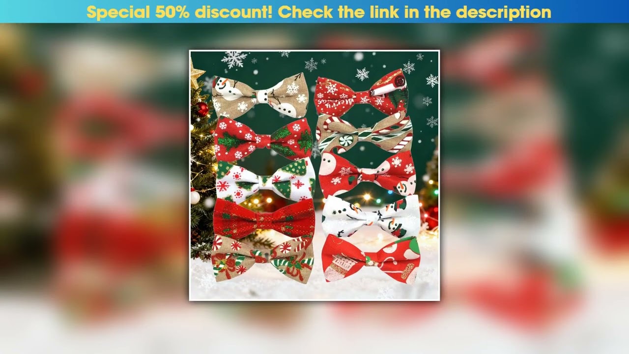 Top 50pcs/lot Christmas Pet Bow Kitten Puppy Collar Flower Wearable Xmas Bow Ties for Dogs Cat Acce