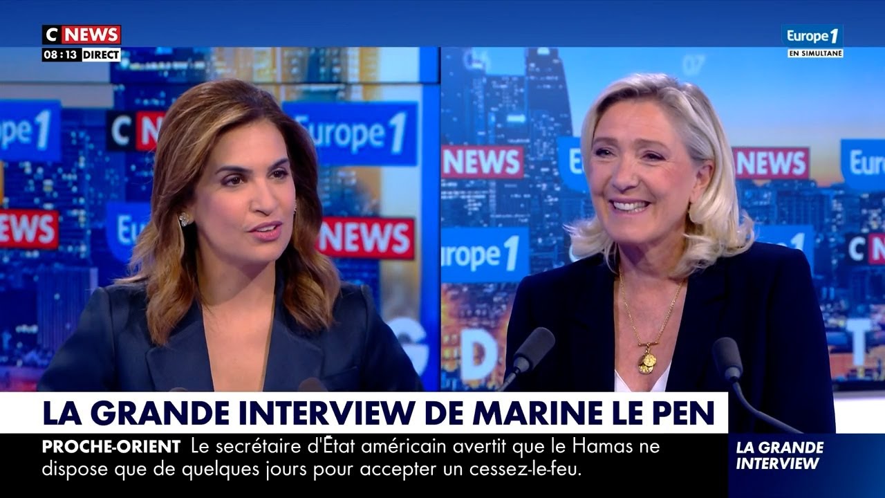 Marine Le Pen, invitée de la matinale de Sonia Mabrouk sur CNEWS et Europe 1
