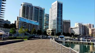 Walking in Zaitunay Bay - Beirut - Lebanon/ Walk in a sunny & warm day