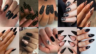 80  Trendy black nail art ideas | Black Nails Inspo | nail art using black nail polish #blacknailart