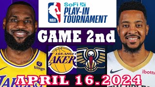 Los Angeles Lakers vs New Orleans Pelicans Game 2ND Highlights | April 16, 2024 | NBA Play in