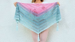 SUCH SIMPLE SHAWL  MADE WITH MANDALA CAKE  FREE CROCHET PATTERN