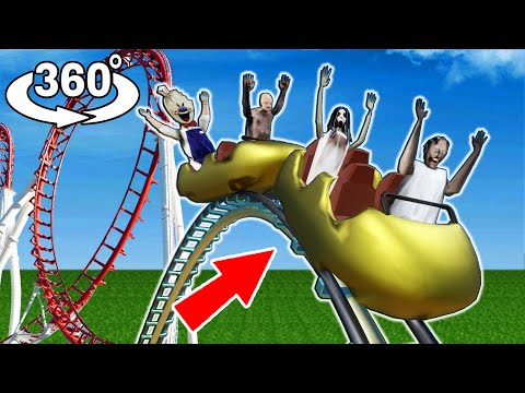 360 Video || Granny Team vs Roller Coaster - komik korku animasyonu parodisi (s.50)