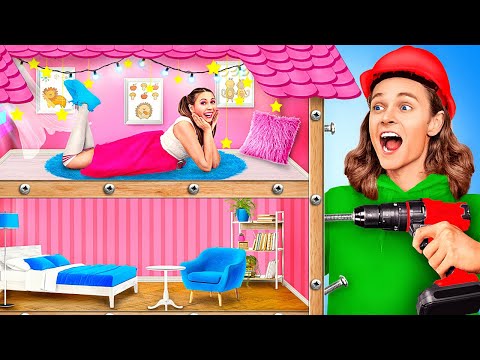 Kleine SCHWESTER baut GEHEIMES Mini-Haus! GEHEIM-Schloss – Zimmer-Makeover von La La Lebensfreude