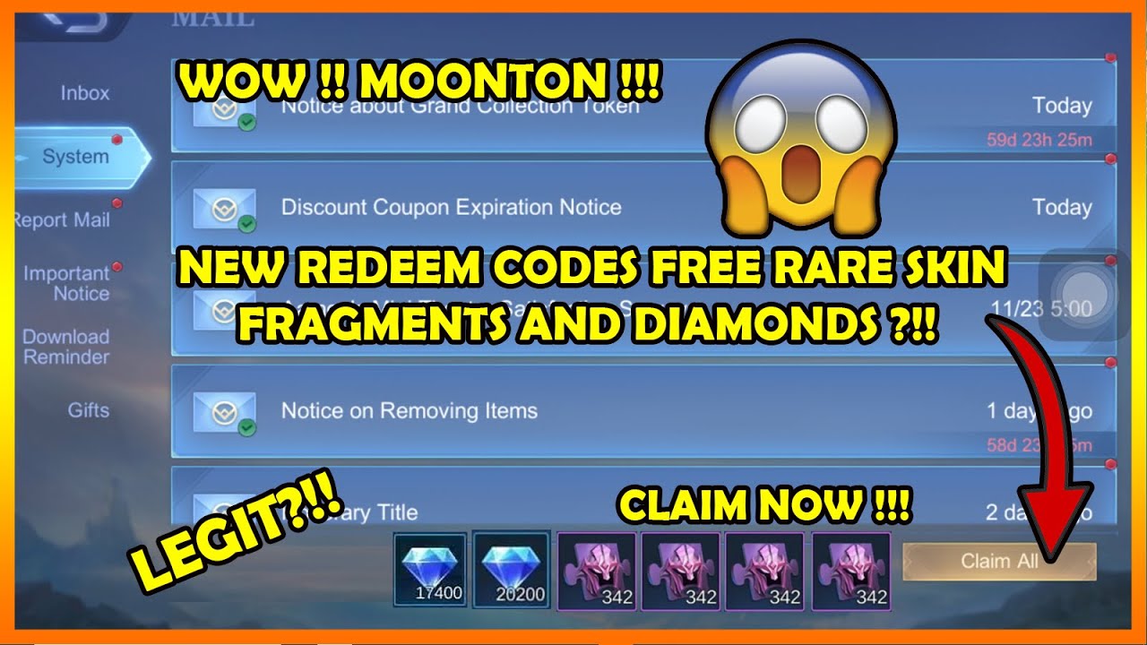 LEGIT?/NEW REDEEM CODES FREE RARE SKIN FRAGMENTS AND DIAMONDS🔥 IN ...