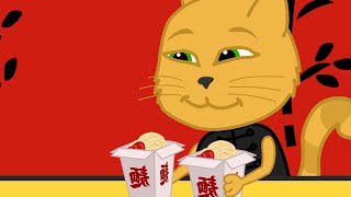 Cats Family in English  Japanese chef Cartoon for Kids