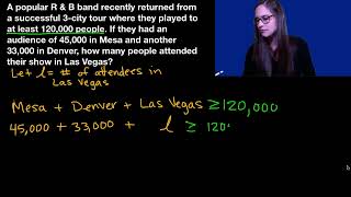 Two-step inequality word problem: R&B (ASL)