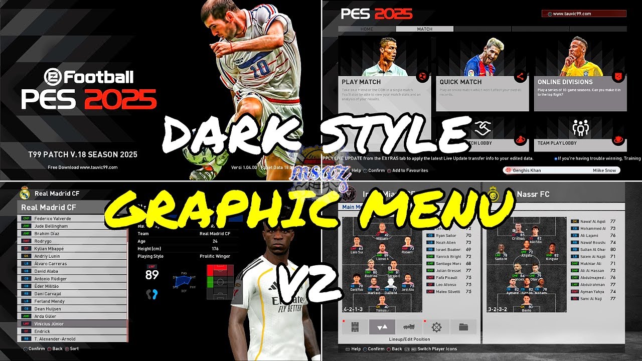 PES 2017 | Dark Style Graphic Menu V2 - YouTube