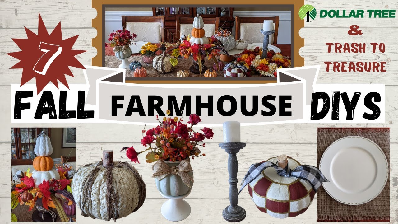 FALL DOLLAR TREE & TRASH TO TREASURE DIYS | FARMHOUSE FALL DECOR - YouTube